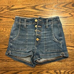 American Eagle🦅Jean Shorts Size 000, High Rise Shortie, Dark Wash with buttons